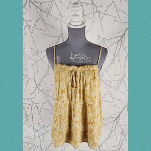 Wild Skye Yellow Floral Printed Strappy Crinkle Tank